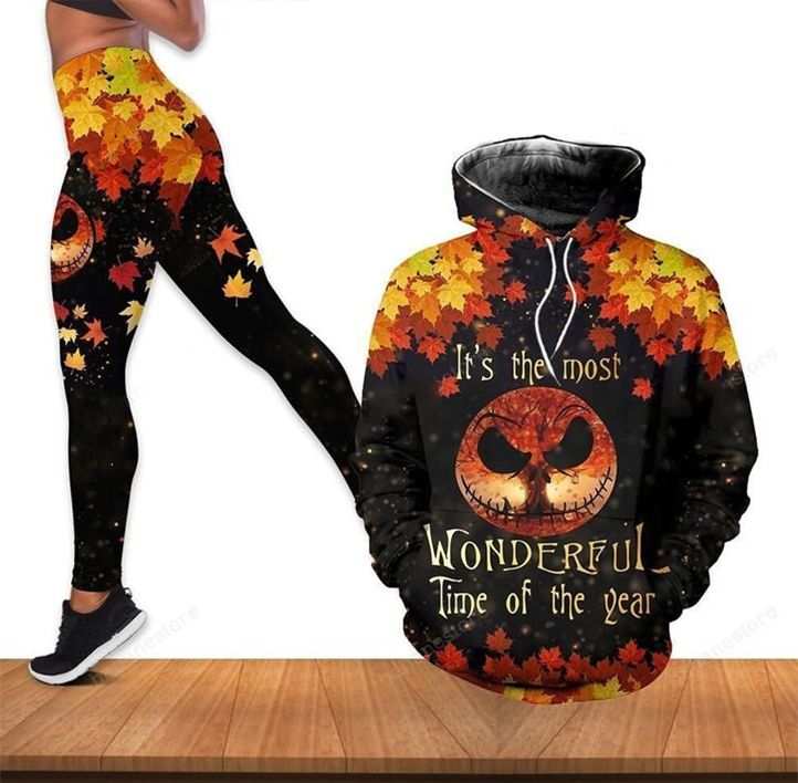 Nightmare Beforeristmas Gift Halloween Gift The Nightmare Beforeristmas Gift For Jack Skellington Its The Most Wonderful Time Of Year Maple Fall Hoodie And Legging Set