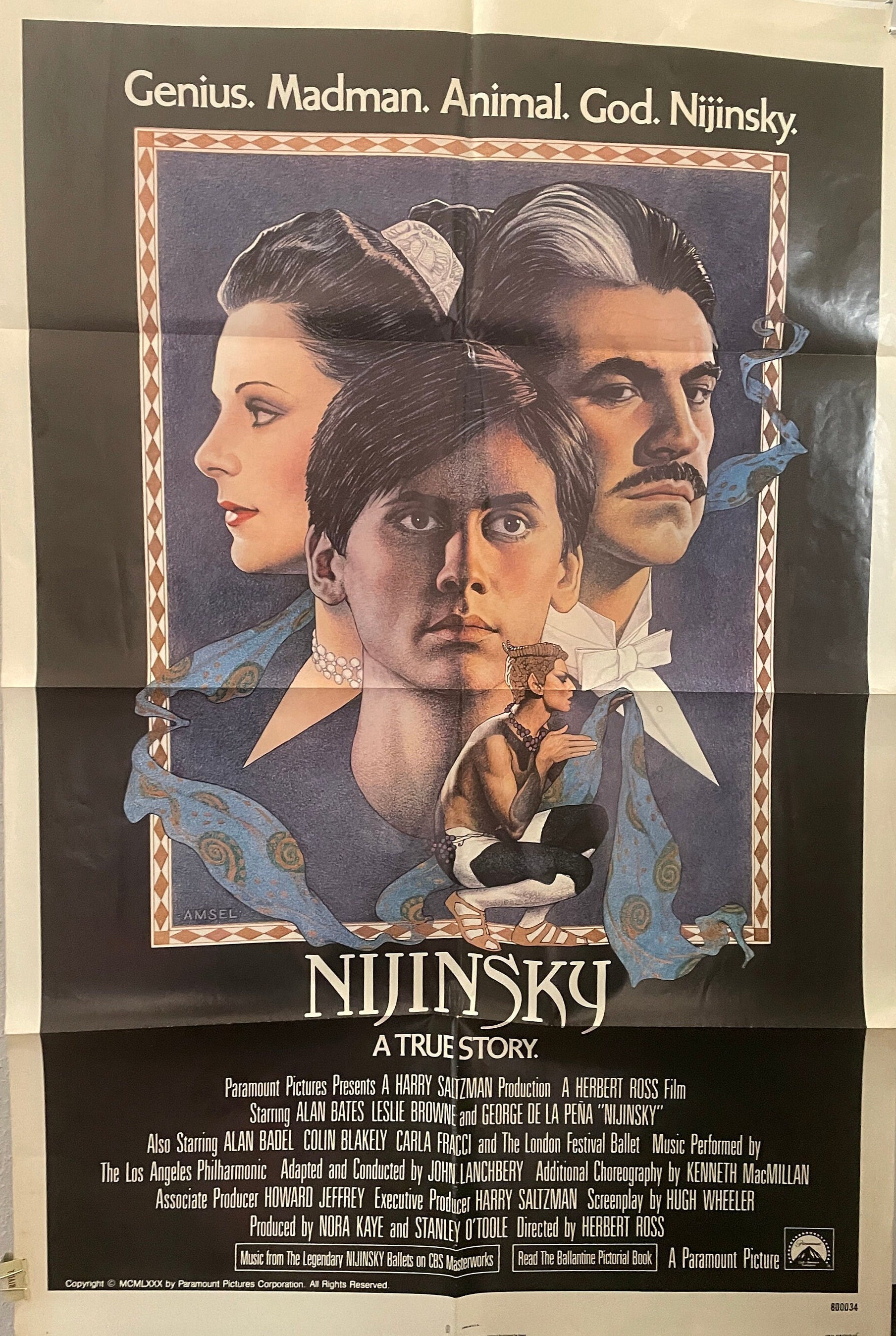 NIJINSKY - The poster from the 1980 movie Folded and in excellent shape