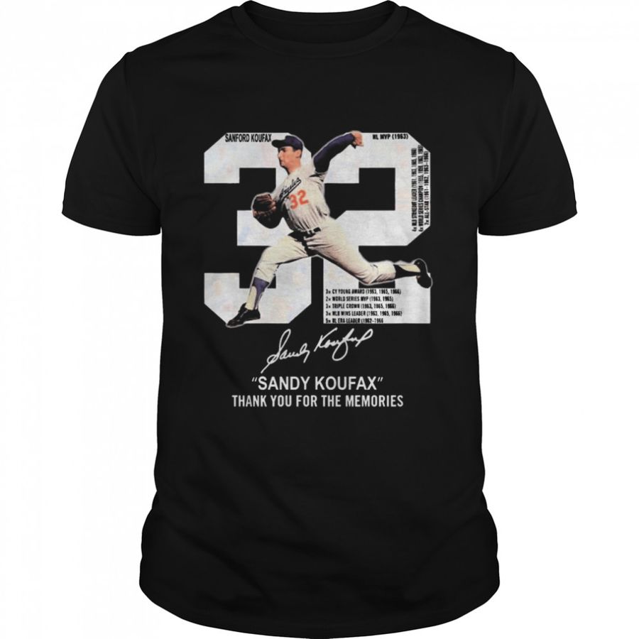 NL MVP 32 Sandy Koufax Signatures Thank You For The Memories Shirt
