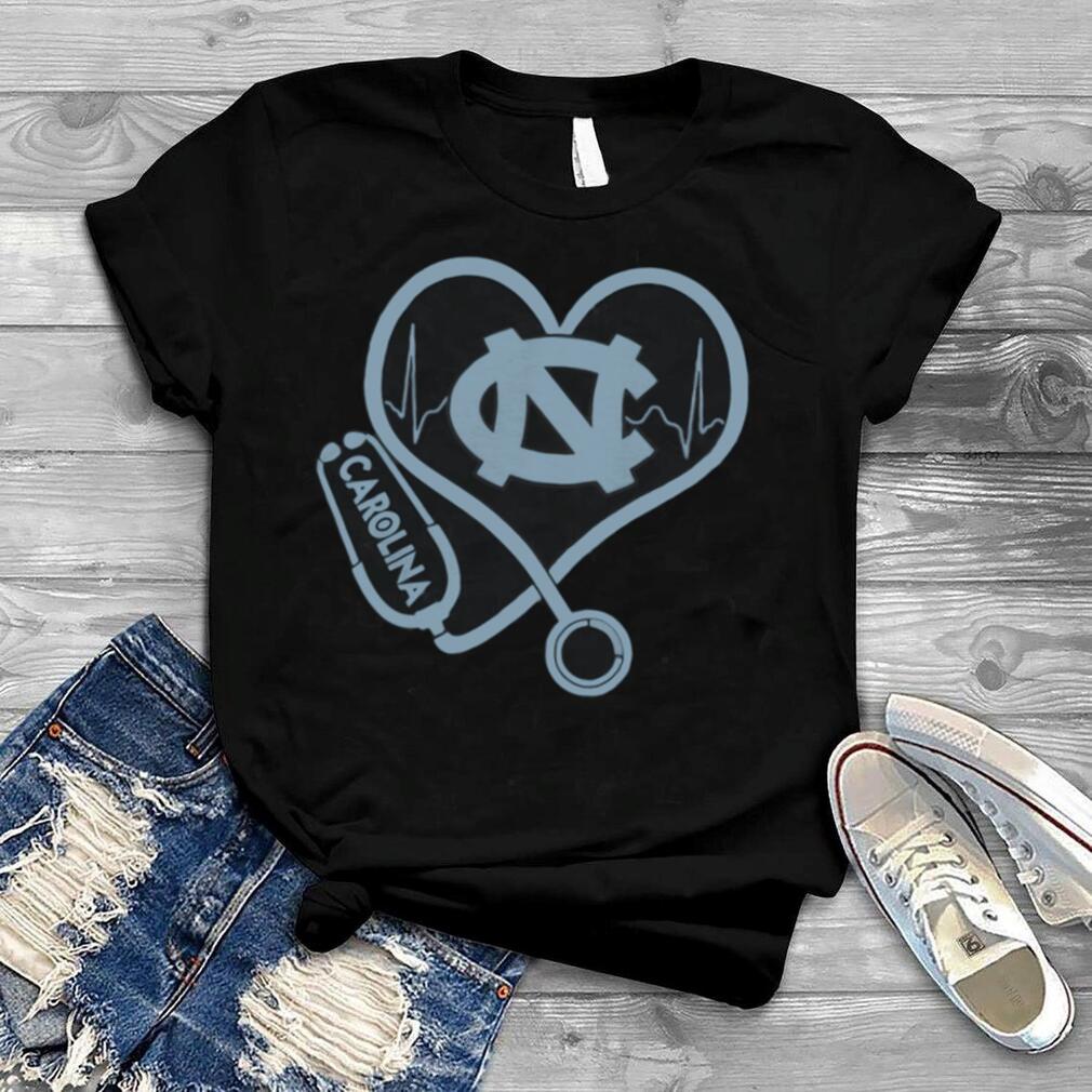 North Carolina Tar Heels mens basketball nurse stethoscope love heartbeat shirt