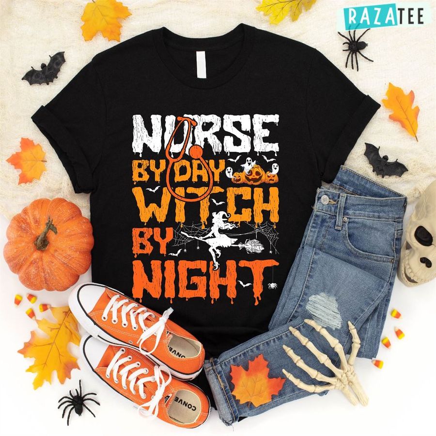 Nurse By Day Witch By Night Nurse Halloween Shirt