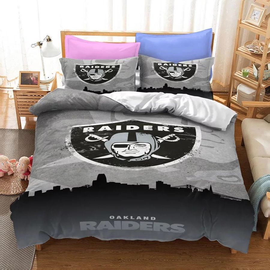 Oakland Raiders Nfl #1 Duvet Cover Quilt Cover Pillowcase Bedding