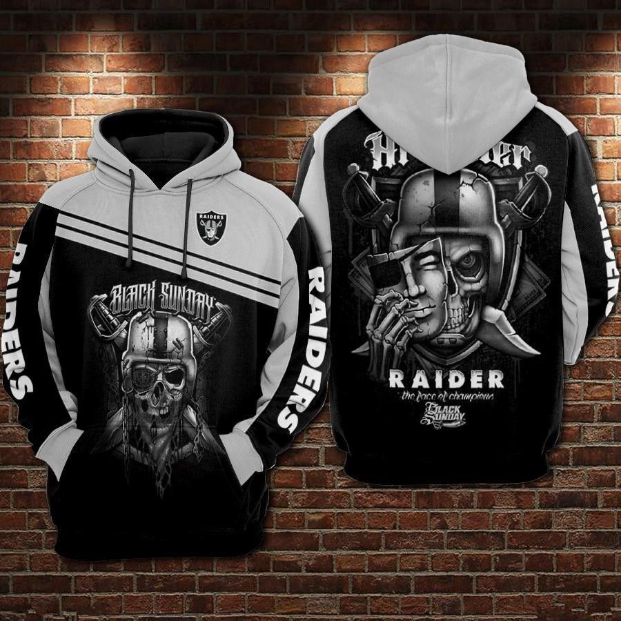 Oakland Raiders NFL Football Black Sun Day Gray Black Men And Women 3D Full Printing Pullover Hoodie And Zippered. Oakland Raiders 3D Full Printing Shirt 2020