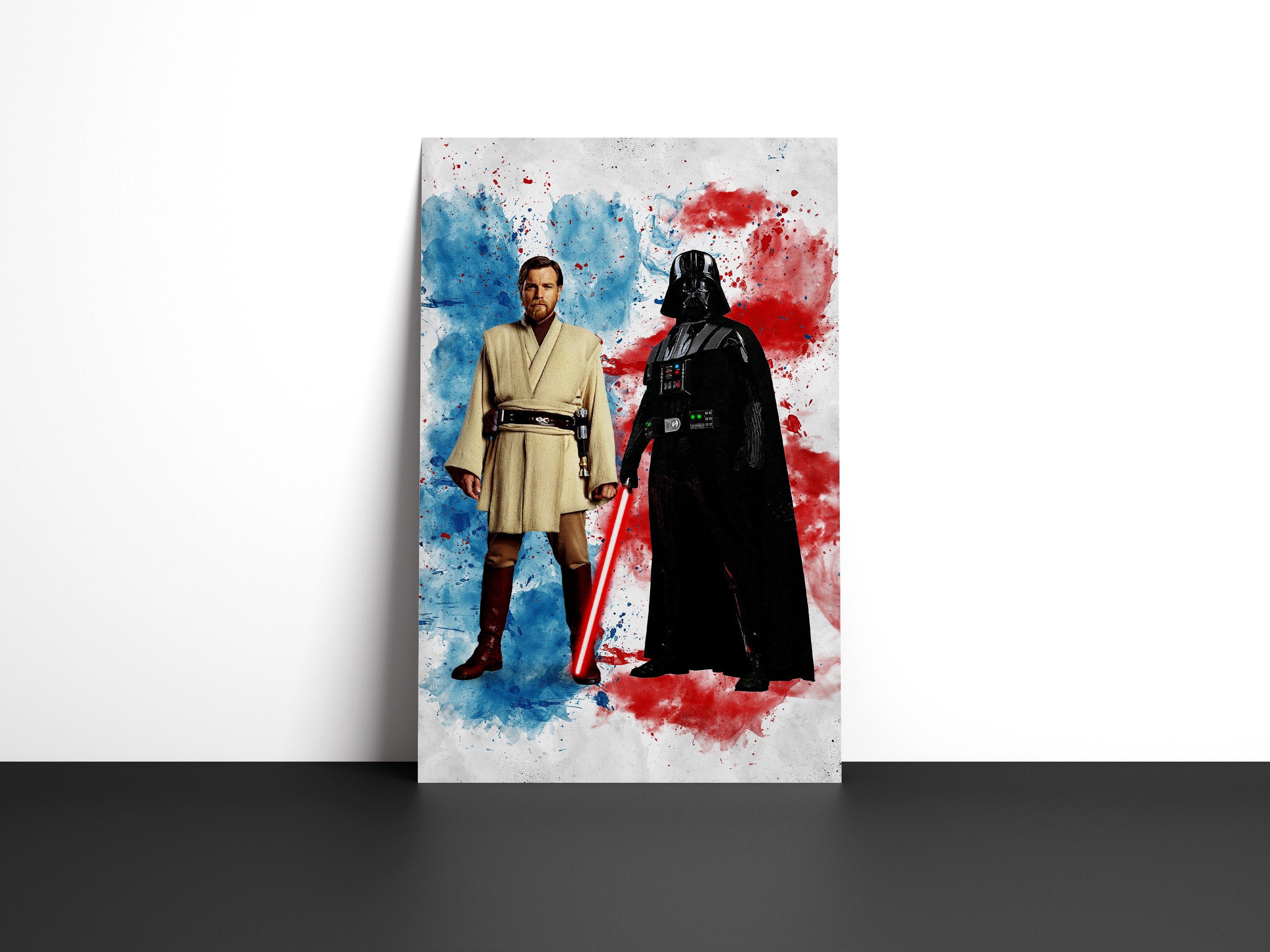 Obi-Wan Kenobi & Darth Vader Poster - Star Wars Poster - Obiwan Kenobi, Darth Vader Print - Watercolor Art - Printable Art - Digital Art