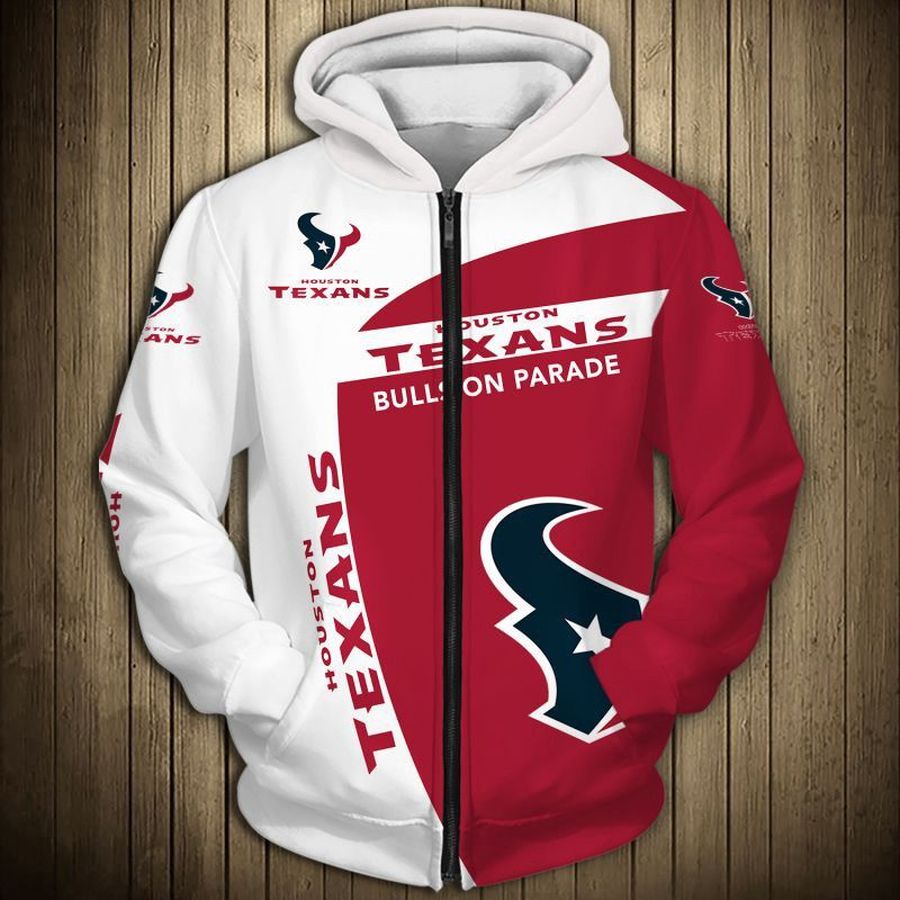 Official Houston Texans NFL Men And Women 3D Full Printing Zip Hoodie Houston Texans 3D Full Printing Shirt Houston Texans NFL Football Team 3D Full Printing Hoodie Shirt
