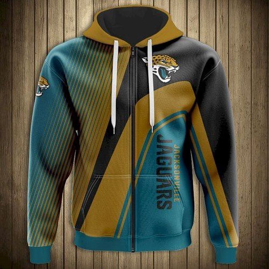 Official Jacksonville Jaguars NFL Pered S 3D Hoodie Sweatshirt Zip