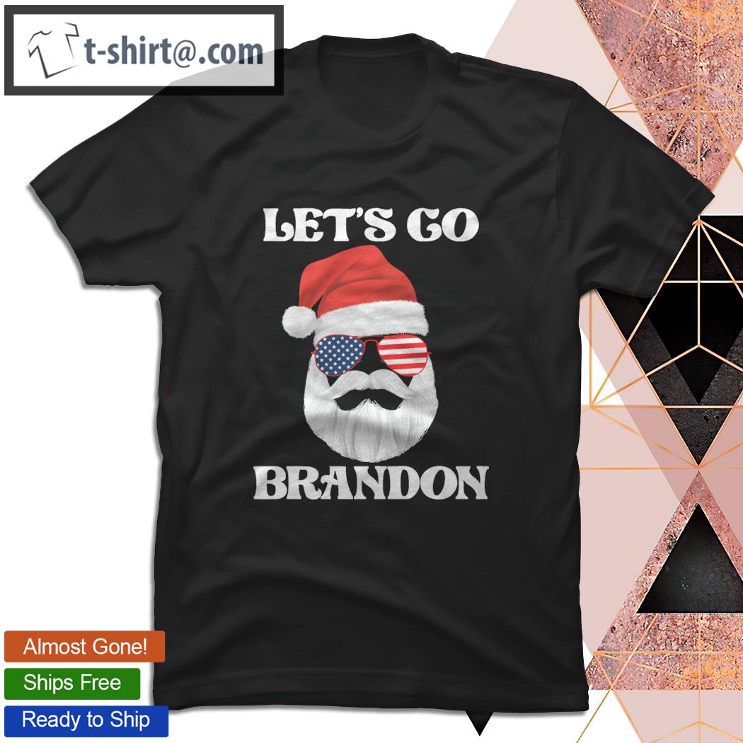 Official let’s Go Brandon Funny Joe Biden Merry Christmas Santa Claus Sunglasses USA Flag T-Shirt