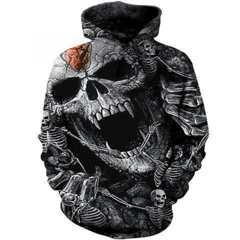 Official NFL Cleveland Browns Skull 3D Hoodie Sweatshirt