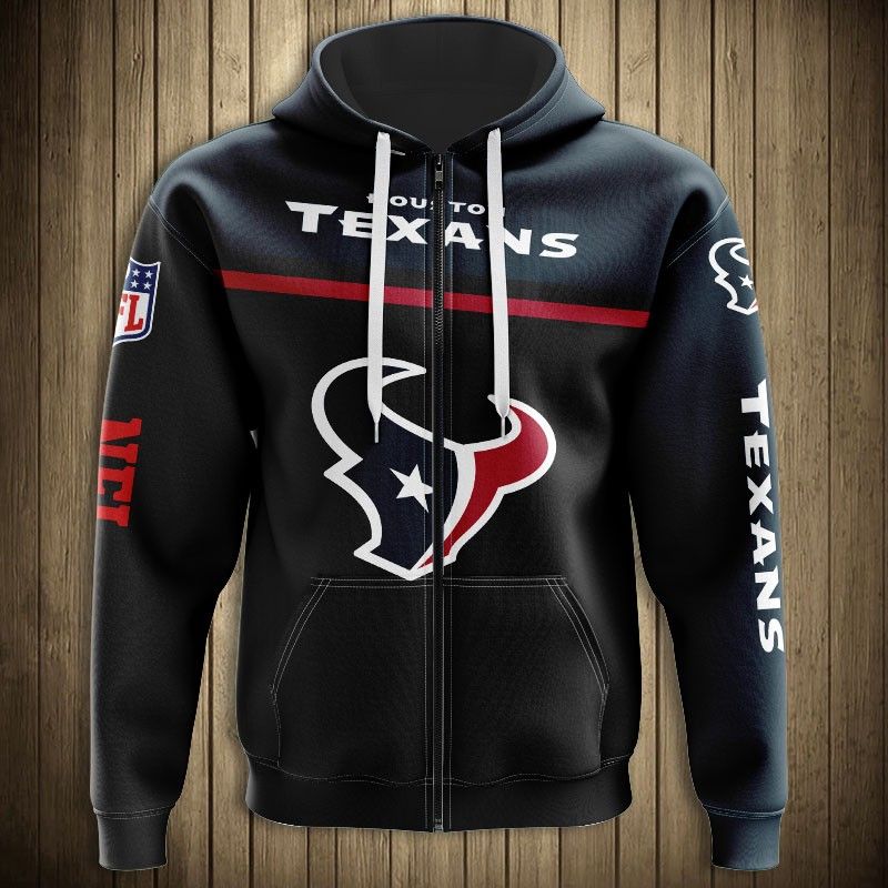 Official NFL Houston Texans Skull 3D Hoodie Sweatshirt