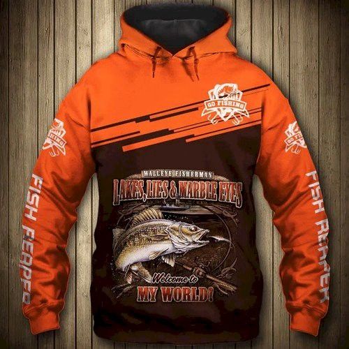 Official Walleye Fishing 3D Hoodie Sweatshirt Zip