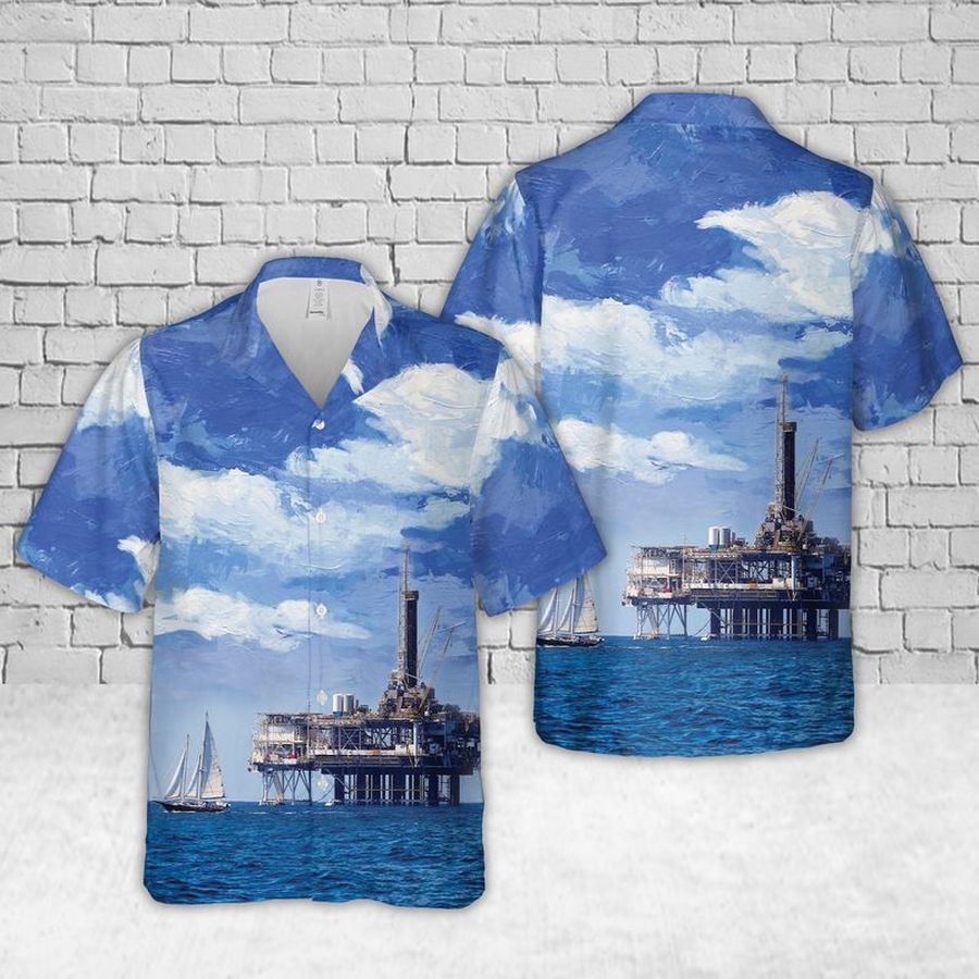 Oil Platform Holly Offshore oil and gas in California Hawaiian Shirt
