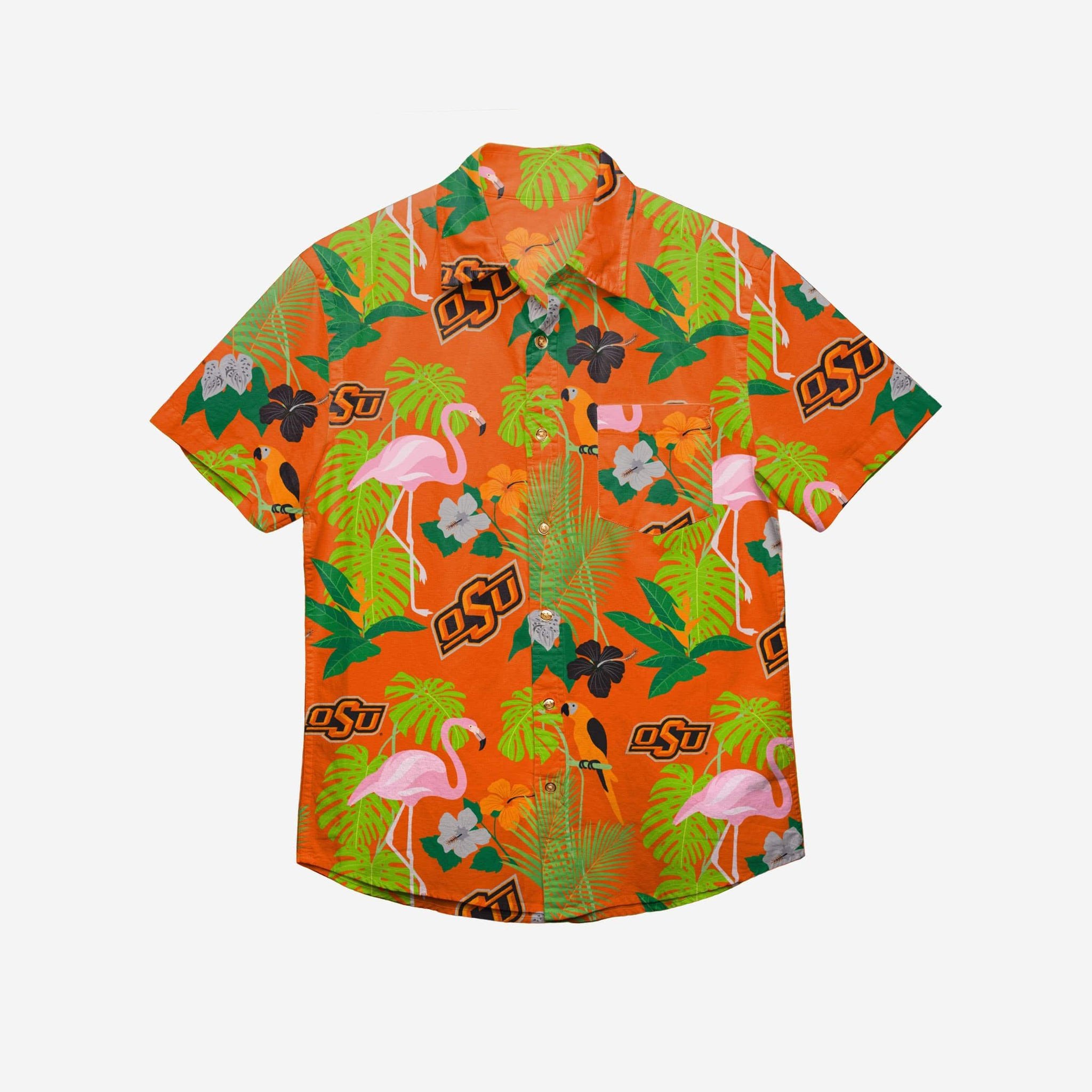 Oklahoma State Cowboys Floral Button Up Hawaiian Shirt