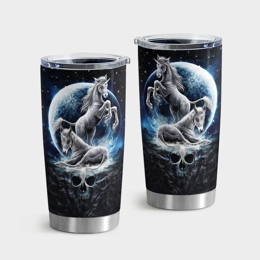 One horned Horse Tumbler With Lid, Unicorn On The Moon Tumbler Tumbler Cup 20oz , Tumbler Cup 30oz, Straight Tumbler 20oz