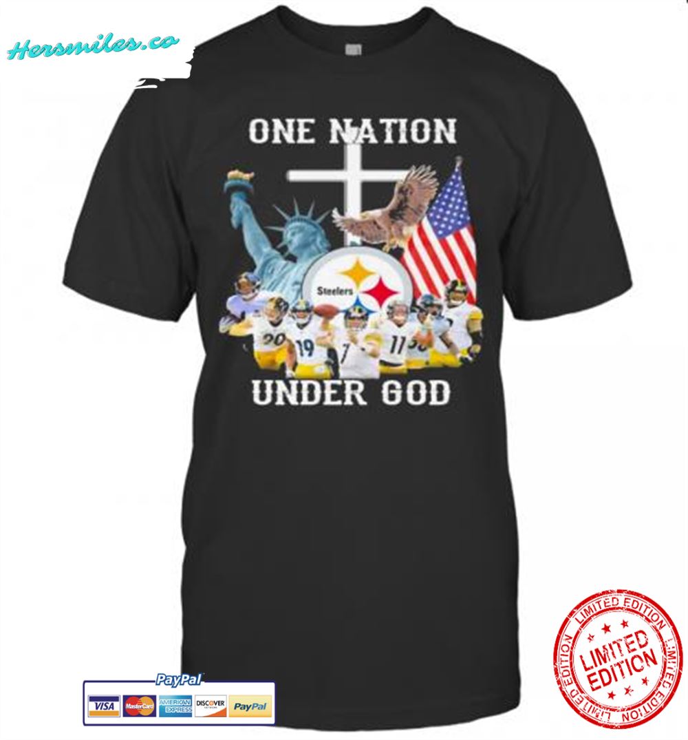 One Nation Under God American Flag Pittsburgh Steelers Team Football T-Shirt
