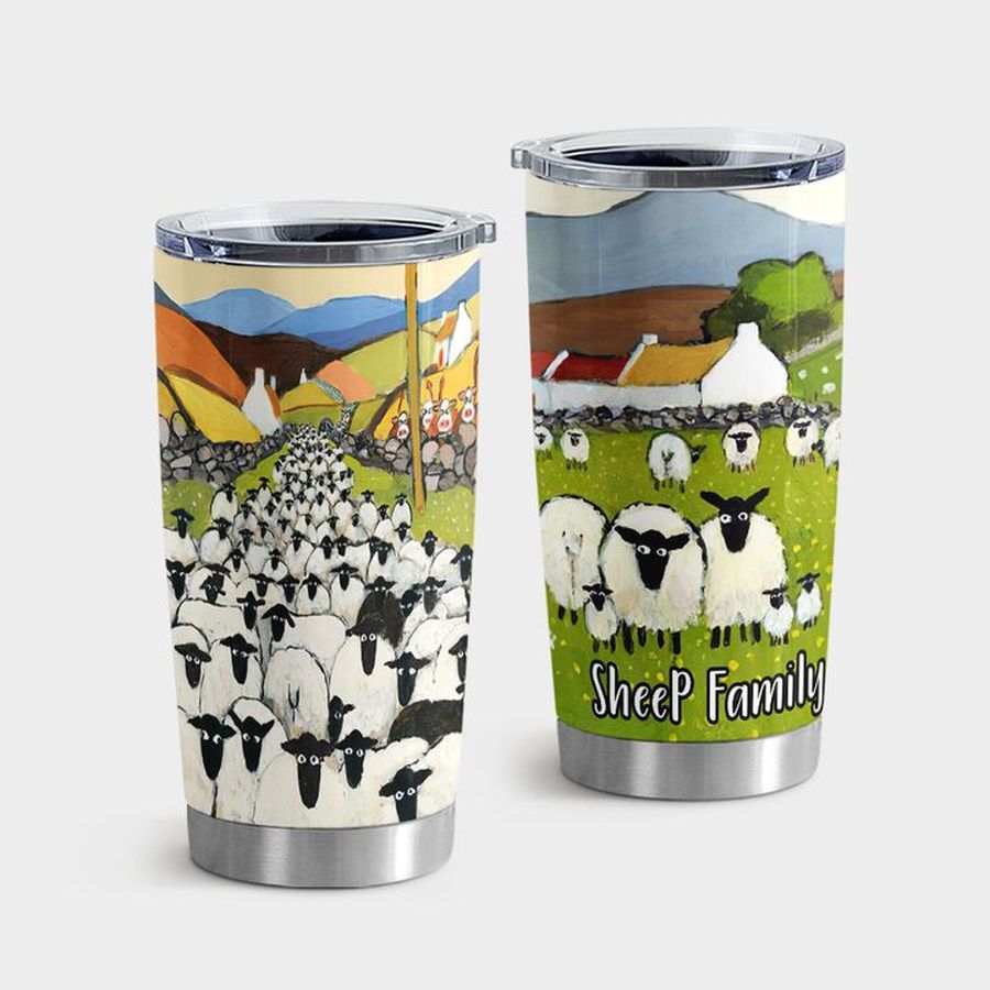 Ovis Aries Insulated Cups, Sheep Family Tumbler Tumbler Cup 20oz , Tumbler Cup 30oz, Straight Tumbler 20oz