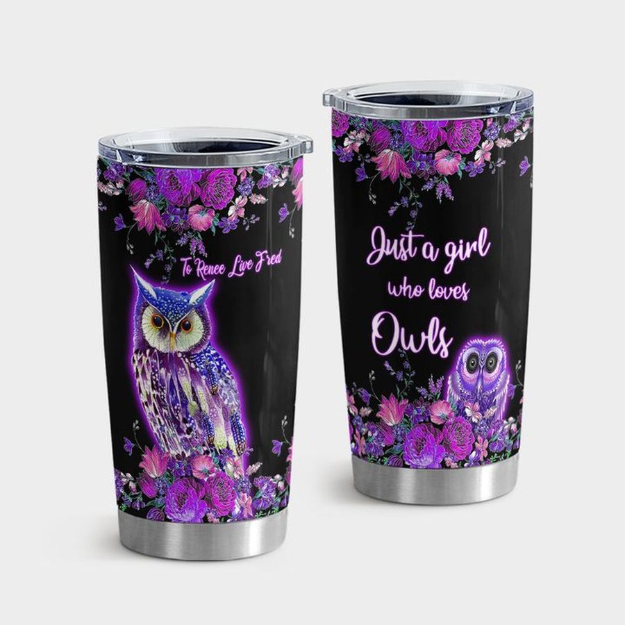 Owl Art Insulated Tumbler, Just A Girl Who Loves Owl Tumbler Tumbler Cup 20oz , Tumbler Cup 30oz, Straight Tumbler 20oz