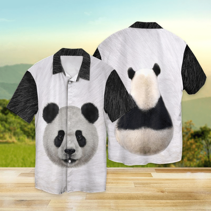 Panda Face For Men And Women Graphic Print Short Sleeve Hawaiian Casual Shirt size S - 5XL