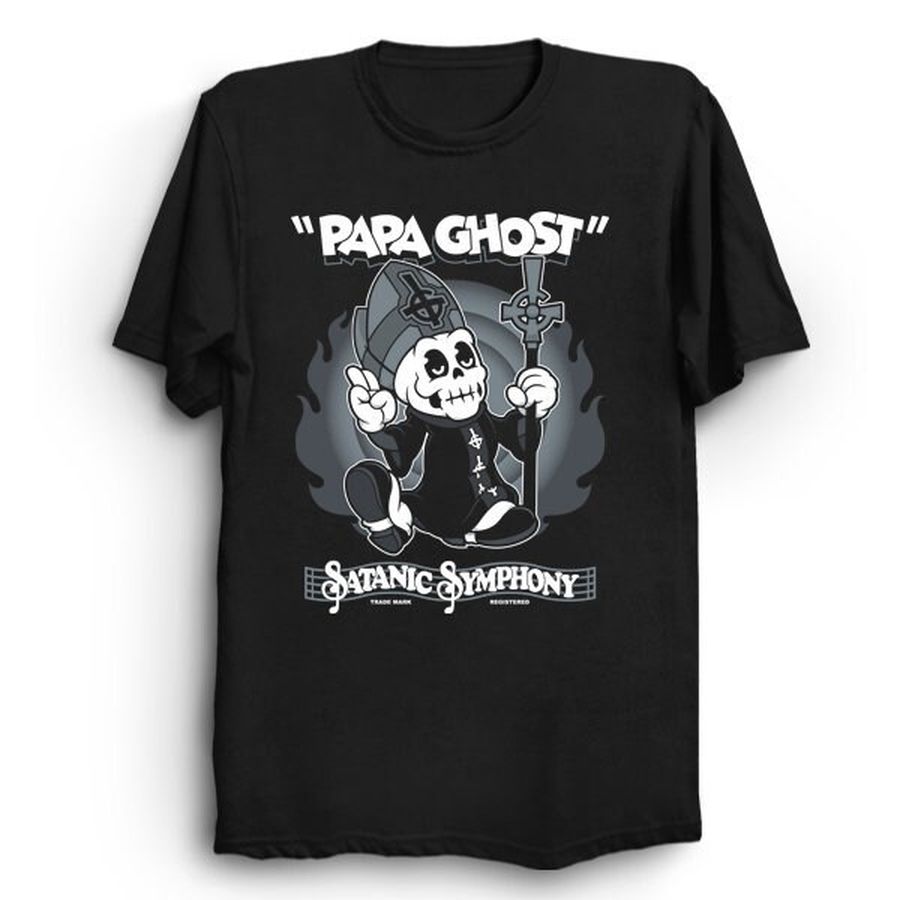 Papa Ghost Vintage Cartoon Satanic Symphony Creepy Cute Goth Funny Music Heavy Metal Unisex T-Shirt