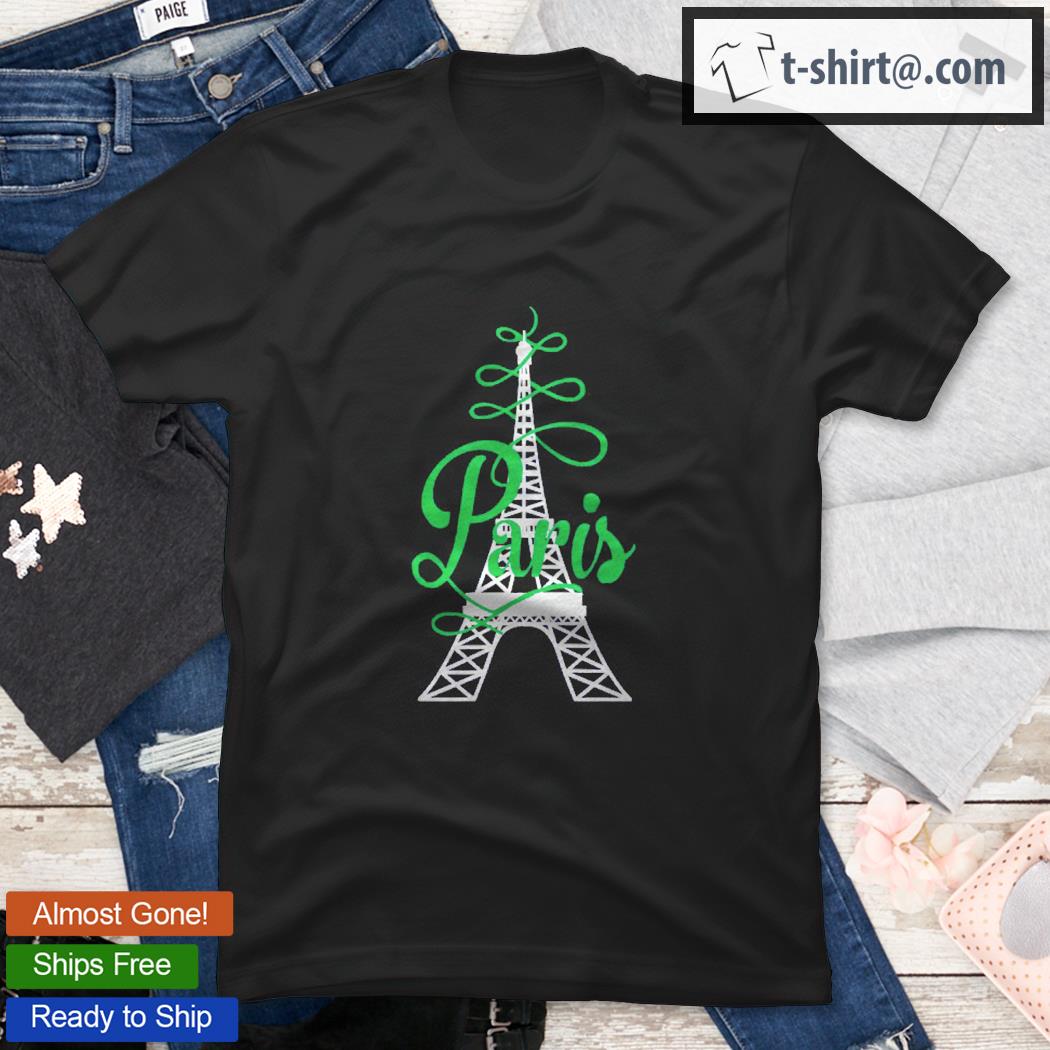 Paris Script Eiffel Tower French France shirt