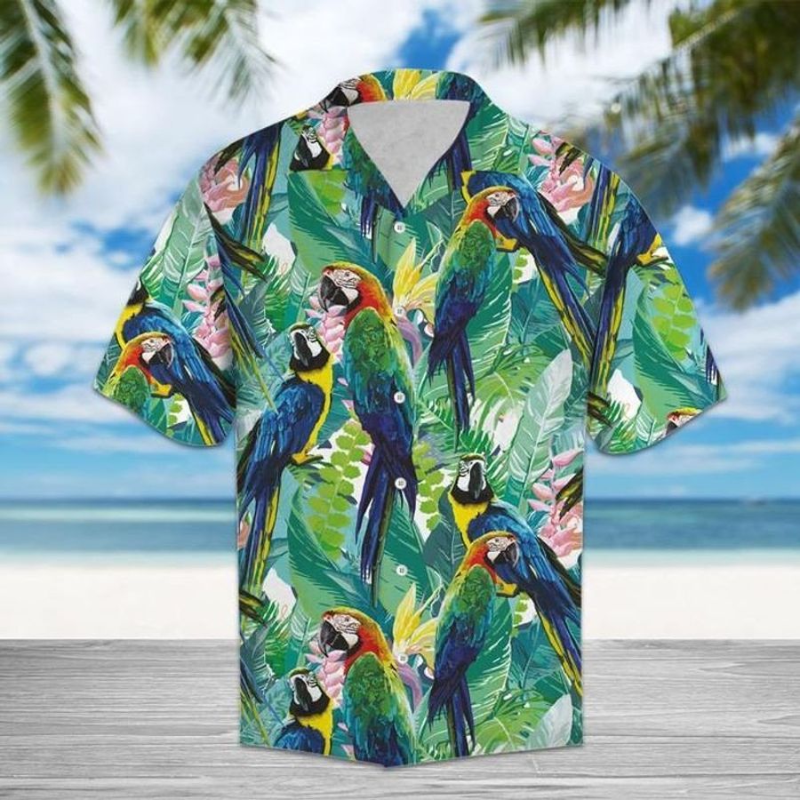 Parrot blue short sleeve hawaiian shirt unisex hawaii size S-5XL