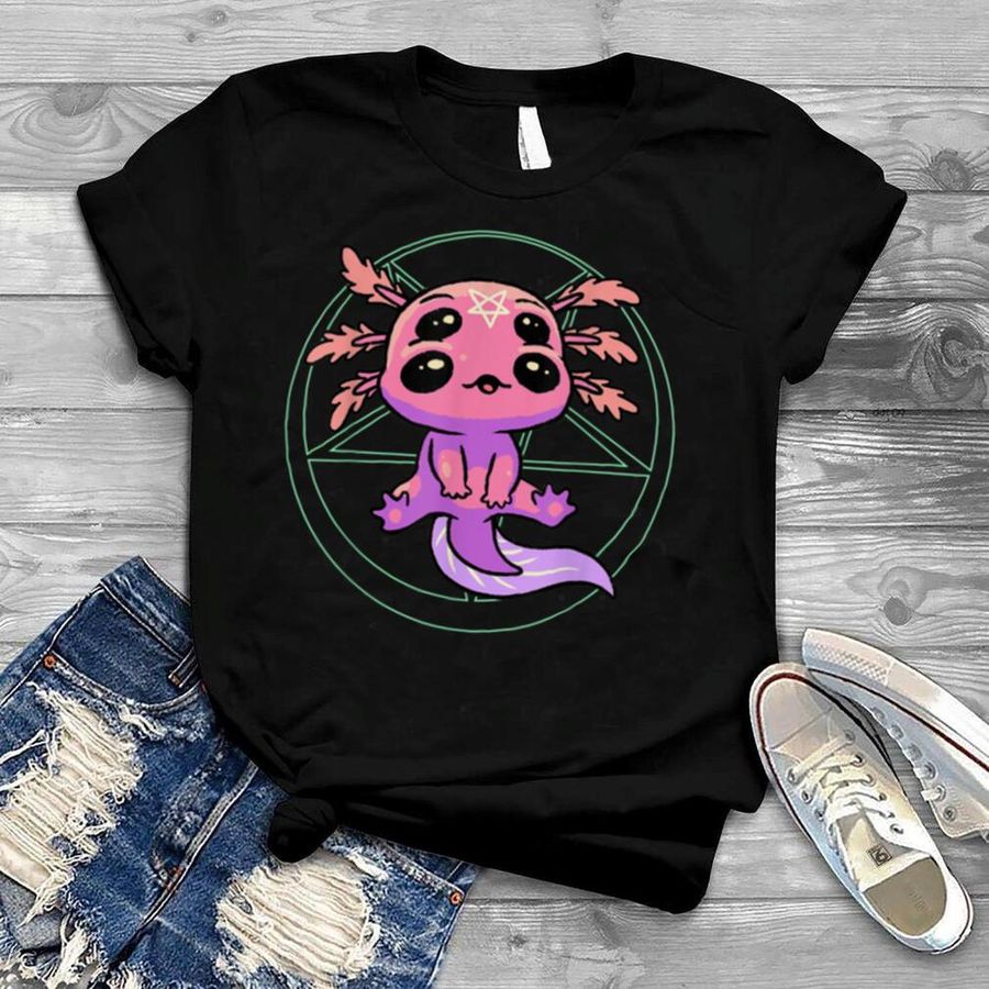 Pastel Goth Axolotl Pentagram Gothic Satanic Walking Fish T Shirt