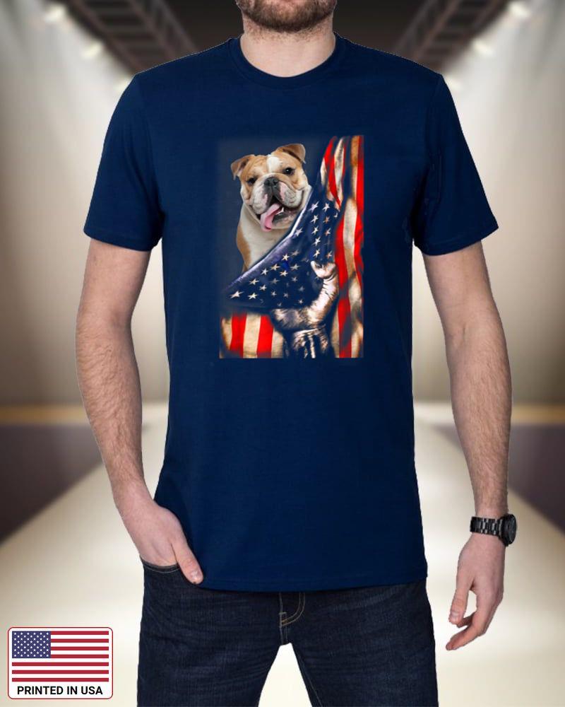 Patriotic dog lover apparel usa flag english bulldog OMzIP