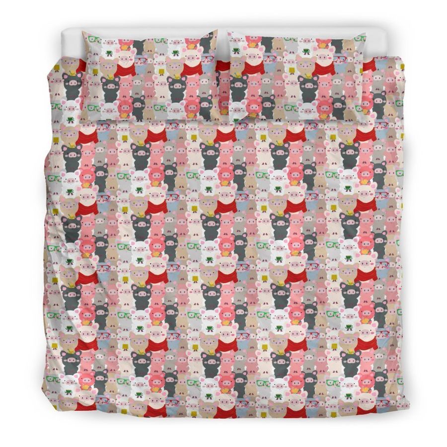 Pattern Print Pig Pillow & Duvet Covers Bedding Set
