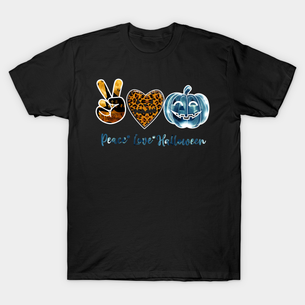 Peace Heart Love Fall Pumpkin Halloween Leopard T-shirt