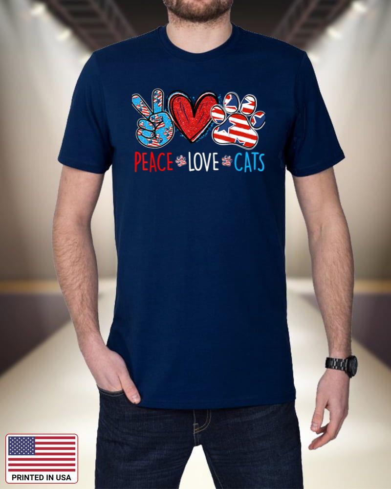Peace Love Cat American Flag Cat Lovers Funny 4th Of July yTsK7