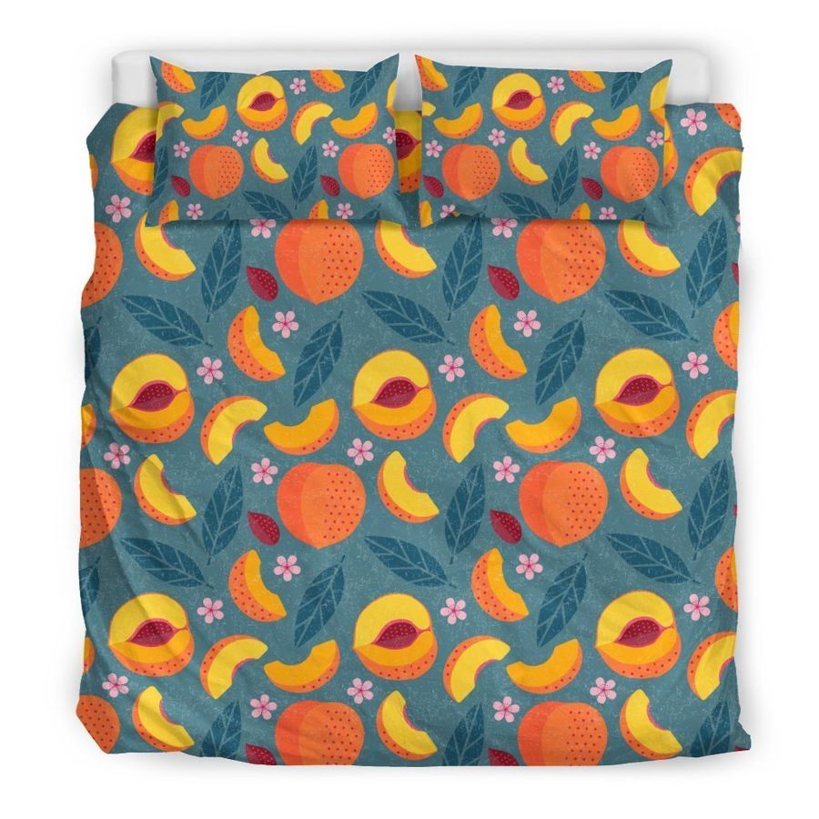 Peach Print Pattern Duvet Cover Bedding Set