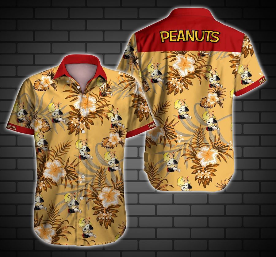 Peanuts Snoopy Hawaiian Graphic Print Short Sleeve Hawaiian Casual Shirt N98 - 2711