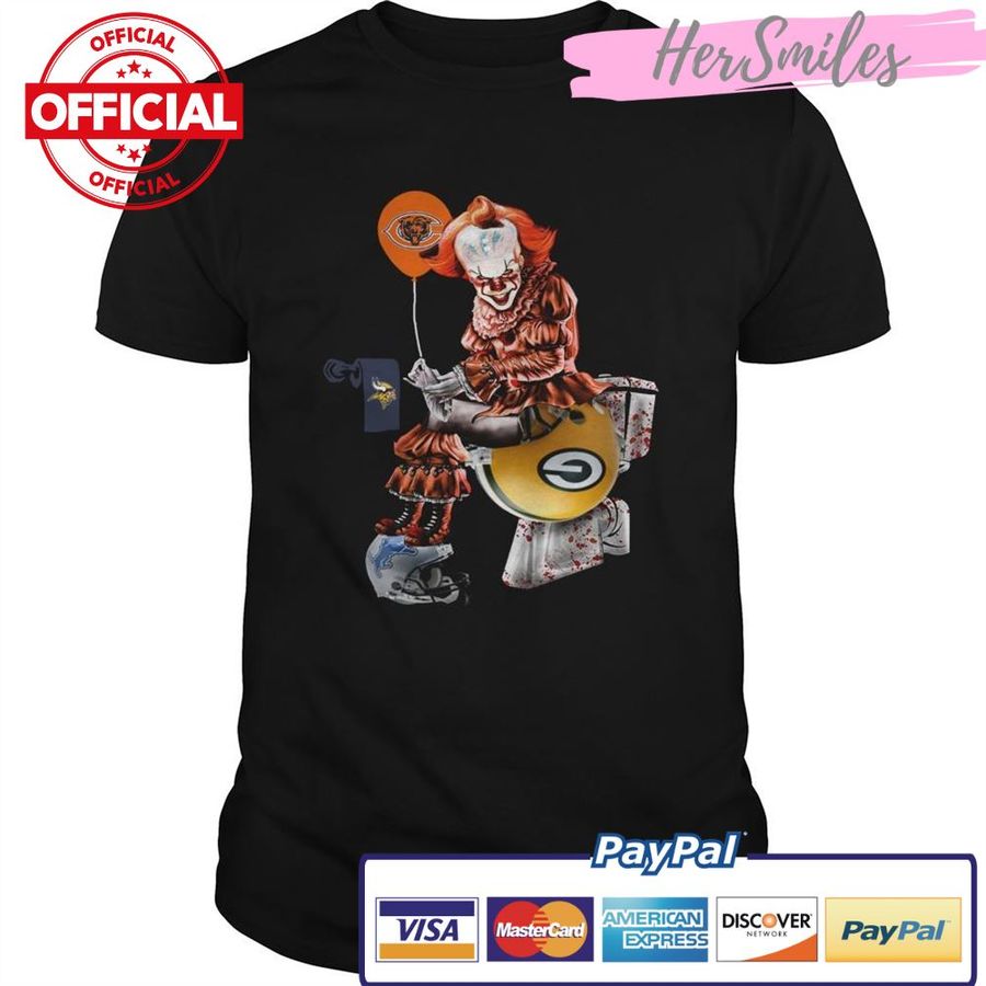 Pennywise Chicago Bears sitting toilet Green Bay Packers shirt