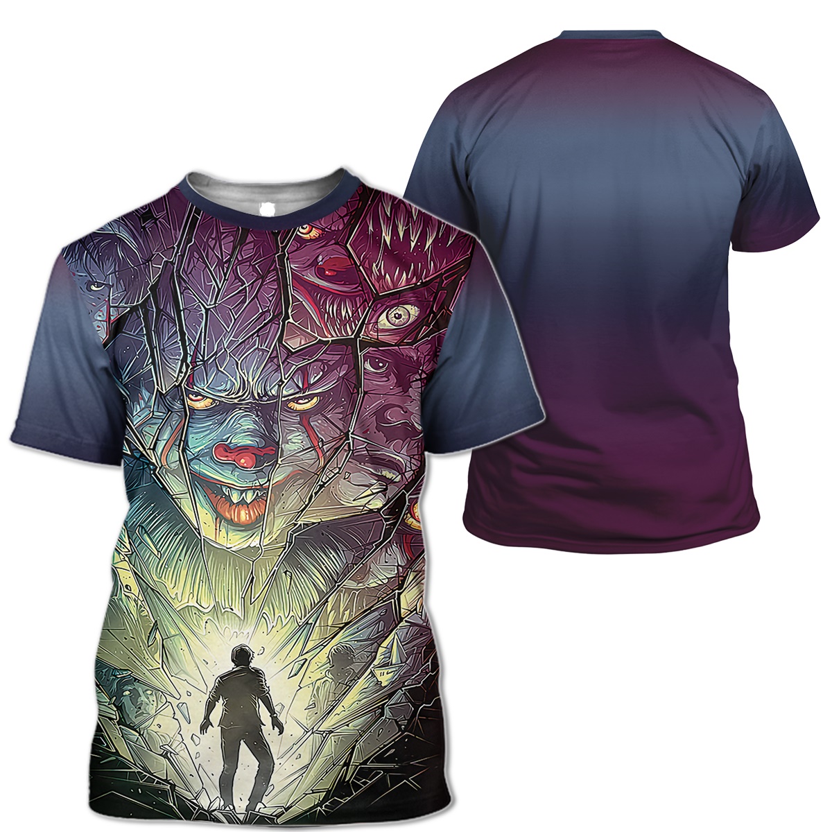 Pennywise Cracked Mirror chase Human 3D T SHIRT