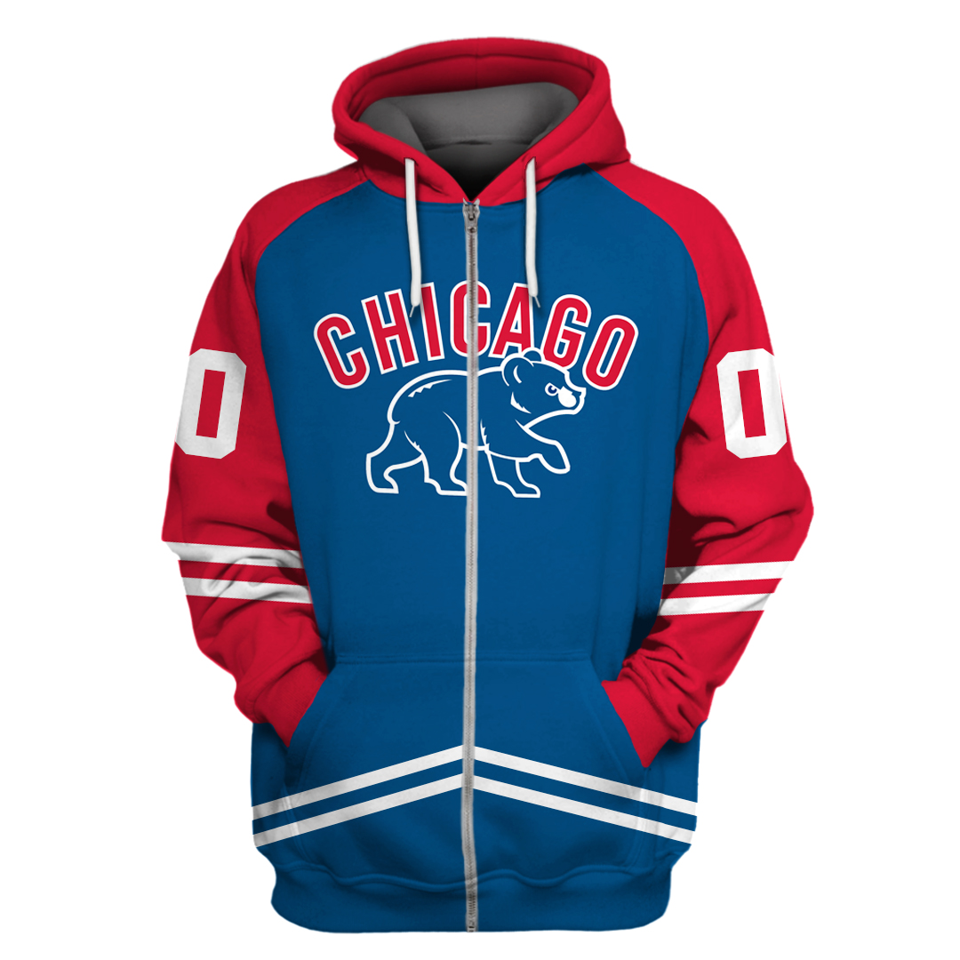 Personalized MLB Chicago Cubs red and navy hoodie and sweatshirt