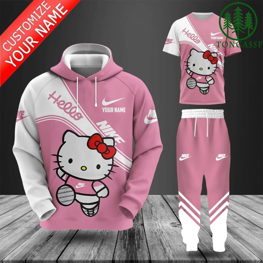 Personalized Nike Pink Hello Kitty Hoodie and Tshirt and Pants