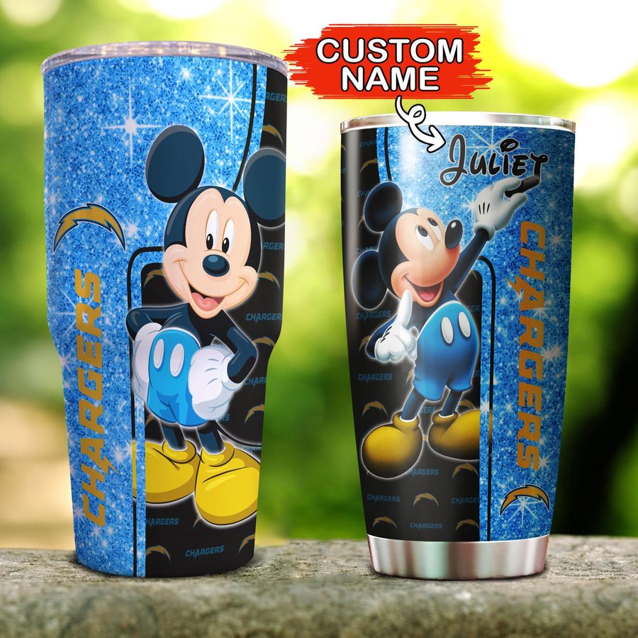 Personalized your name-NFL27-Los Angeles Chargers-Mickey Mouse Disney -Tumbler Cup 20oz, 30oz, Straight Tumbler 20oz