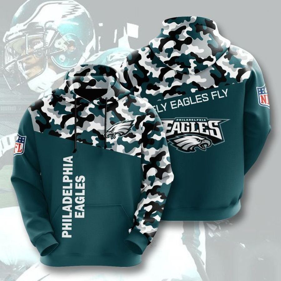 Philadelphia Eagles Football Camo 3D Hoodie Hooded Pocket Pullover