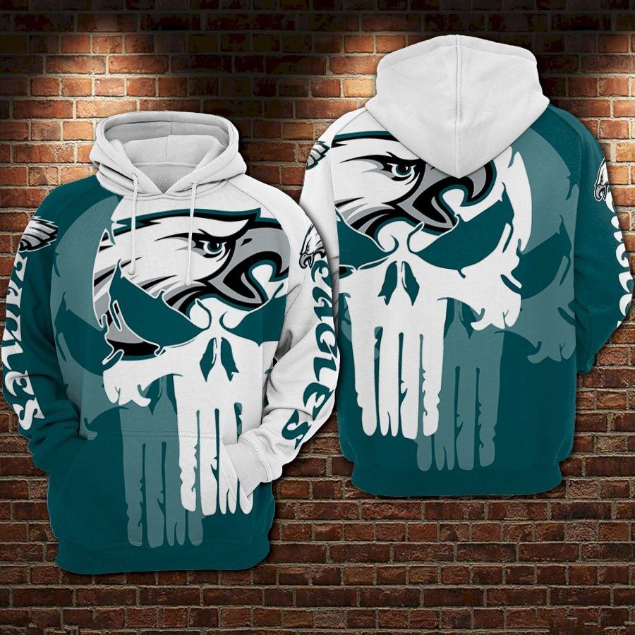 Philadelphia Eagles Nfl Punisher Blue 3D Hoodie Sweatshirt