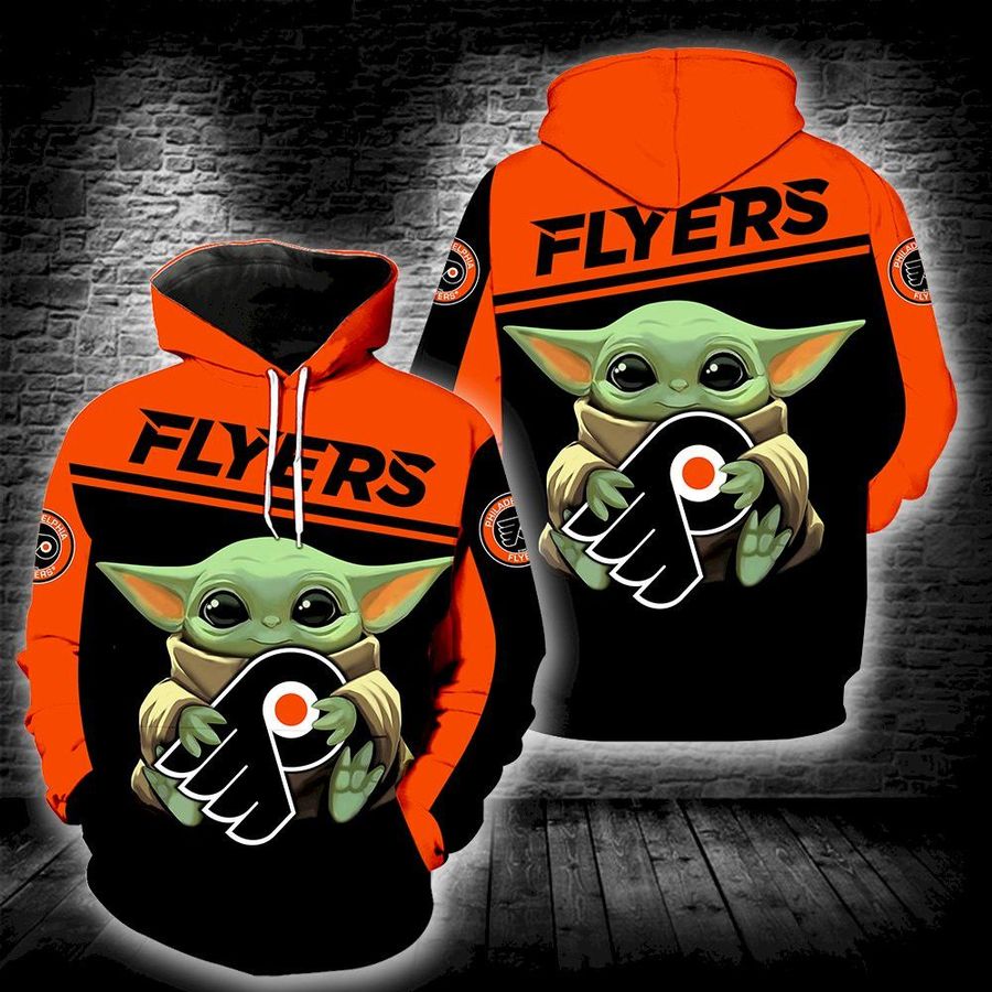 Philadelphia Flyers Baby Yoda Full Print K1358 Hoodie Zipper Men Women