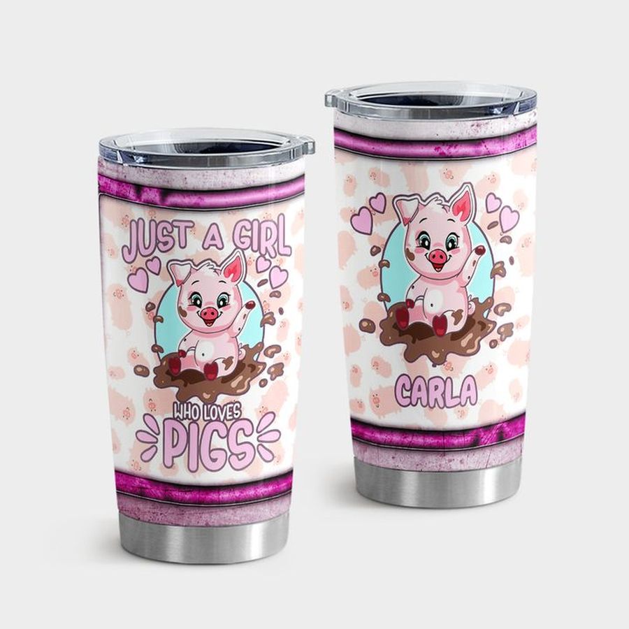Pig Tumbler With Lid, Just A Girl Who Loves Pigs Tumbler Tumbler Cup 20oz , Tumbler Cup 30oz, Straight Tumbler 20oz