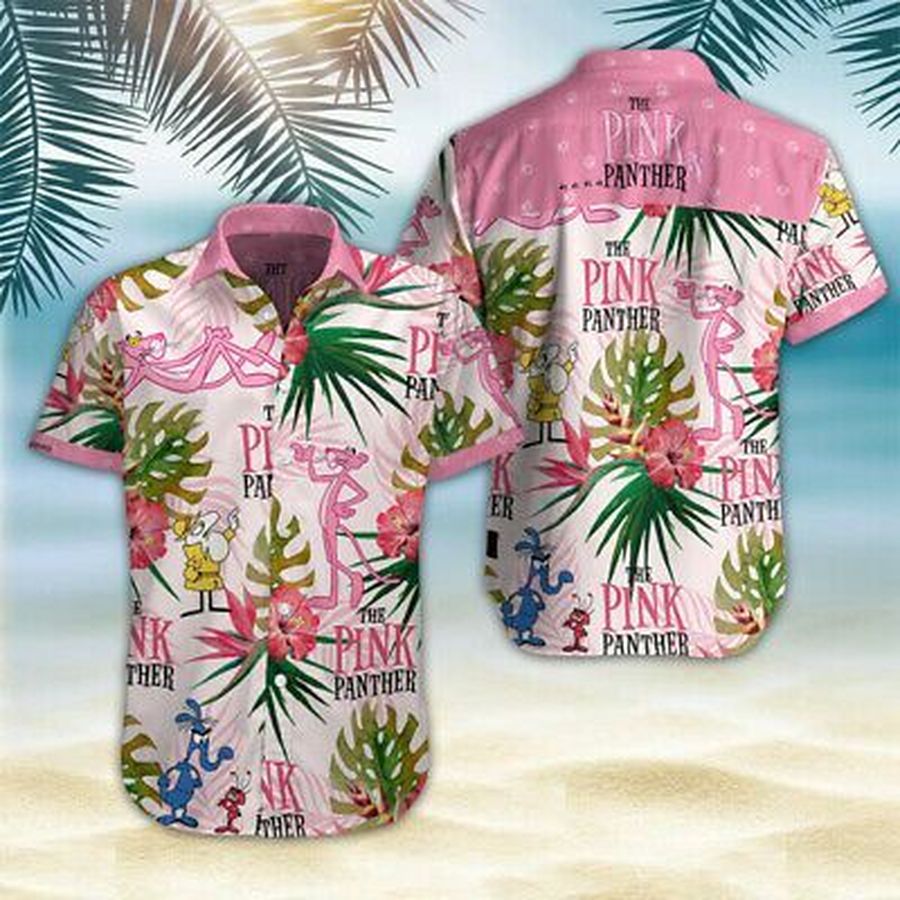 Pink Panther Hawaiian II Graphic Print Short Sleeve Hawaiian Casual Shirt size S - 5XL