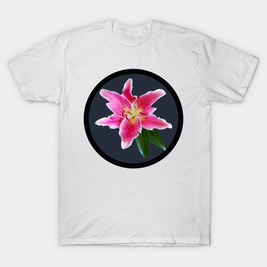Pink Stargazer Lily Flower Circle Frame T-shirt, Hoodie, SweatShirt, Long Sleeve.png