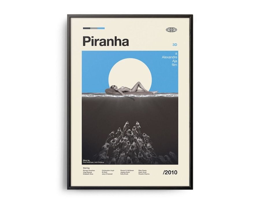 piranha 3d movie print retro movie poster midcentury modern retro tv show poster minimal movie art best movies of all time art-1