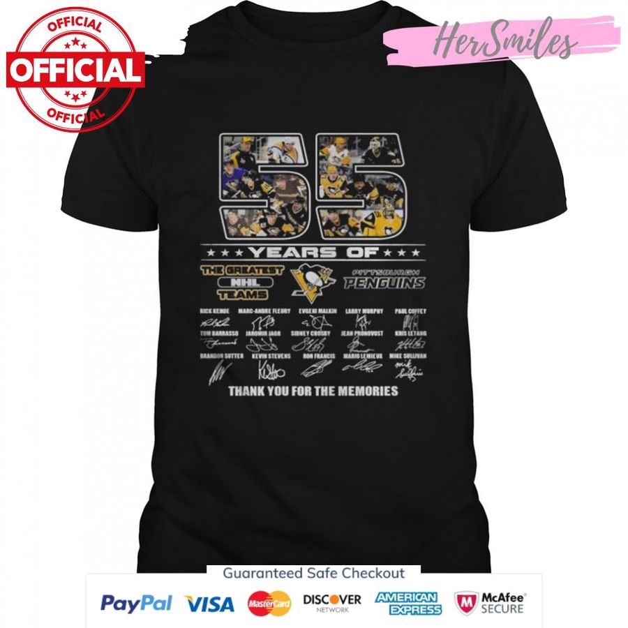 Pittsburgh Penguins 55 years the greatest NHL Teams thank you for the memories signatures shirt