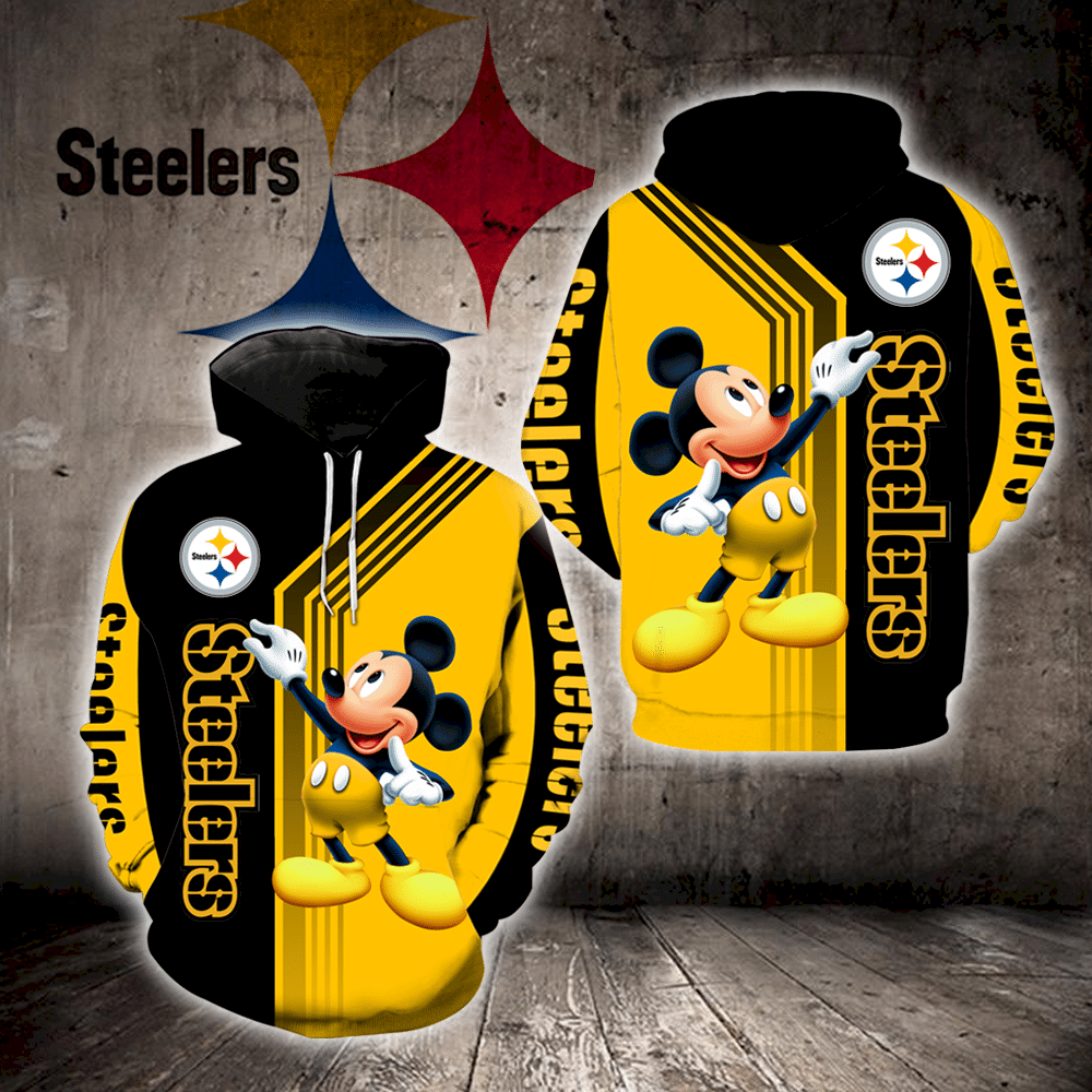 Pittsburgh Steeler Mickey Mouse 3D Hoodie For Men And Women