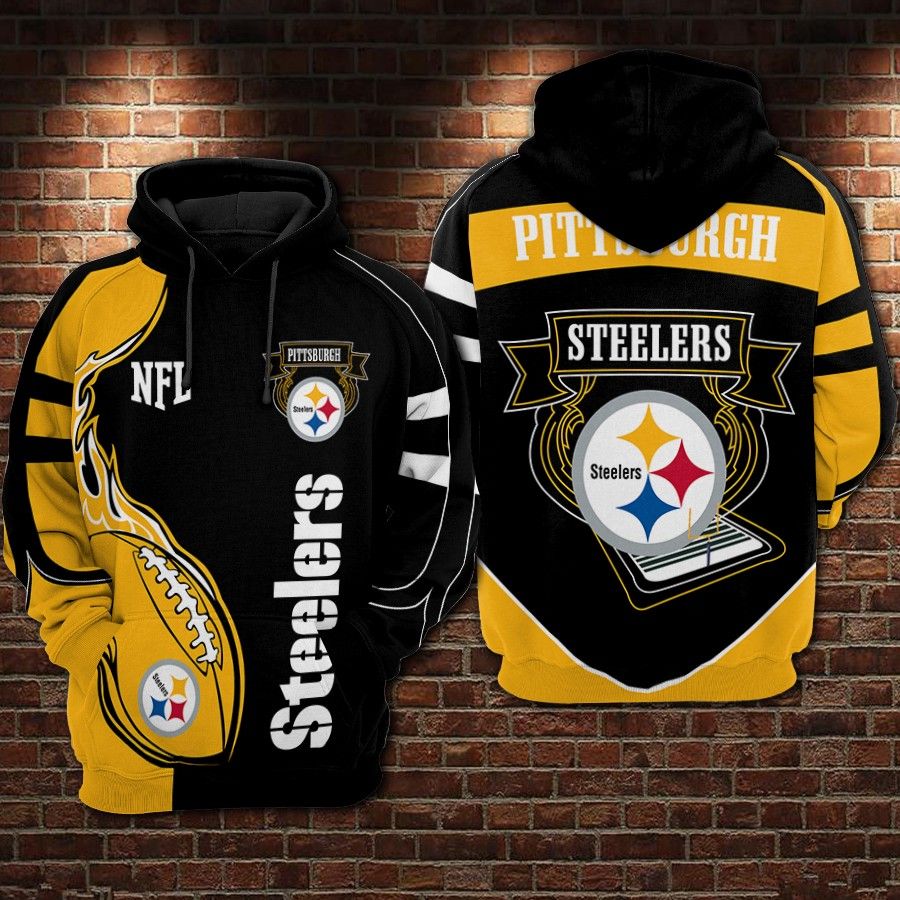 Pittsburgh Steelers Nfl Balls Black Gold 3D Hoodie Sweatshirt