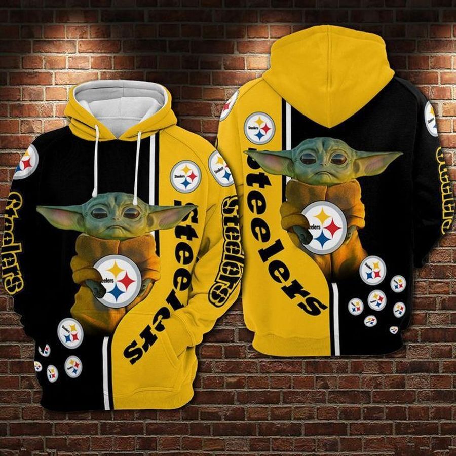 Pittsburgh Steelers NFL Football Baby Yoda Dragon Ball Z Men And Women 3D Full Printing Pullover Hoodie And Zippered. Pittsburgh Steelers 3D Full Printing Shirt 2020