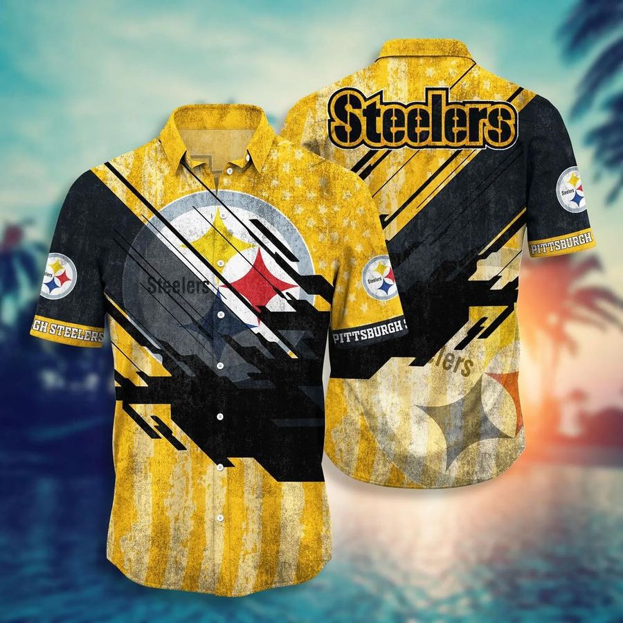 Pittsburgh Steelers NFL Football Hawaiian Shirt Short American Flag Print This Summer Best Gift For Fans
