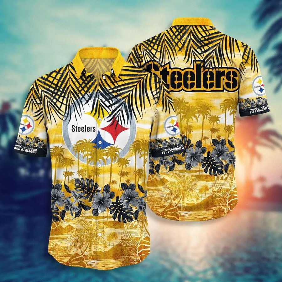 Pittsburgh Steelers NFL Hawaiian Shirt And Short Style Tropical Pattern Graphic Hot Trending Summer For Awesome Fans