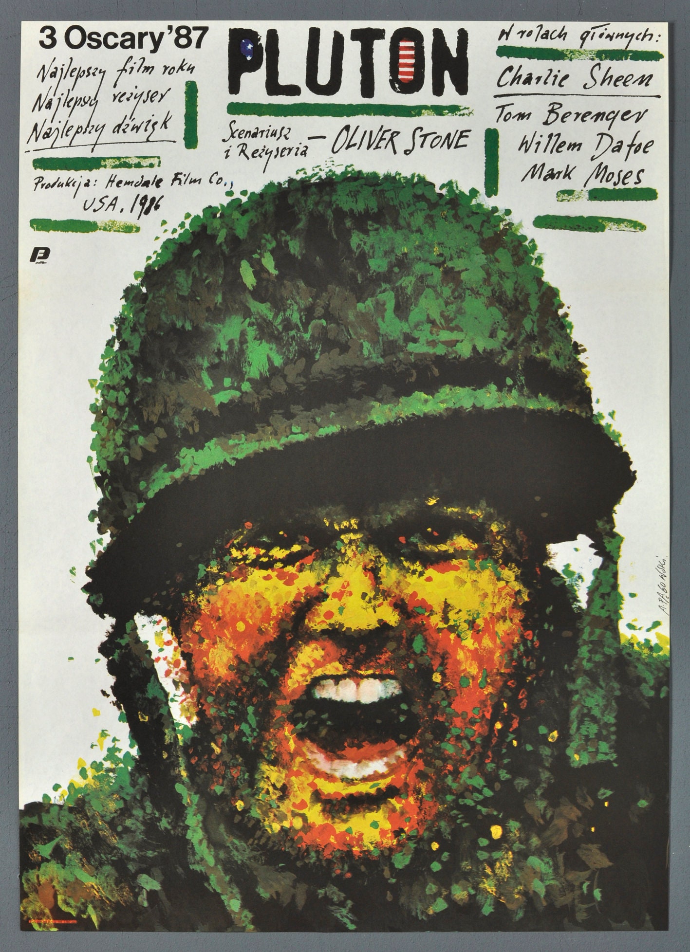 Platoon ORIGINAL 1988 Vintage Polish Movie Poster - Oliver Stone - Charlie Sheen - Pagowski Art